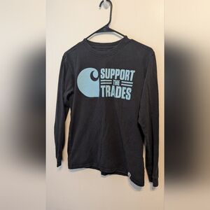 Carhartt Men's Teen Boy Xs Black Long Sleeve Tee Support The Trades Skills 0-2